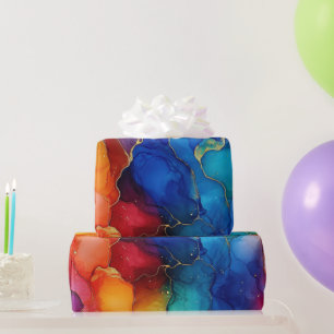 Papel De Presente Cotovelo-d-água Arco-íris e Dourada Largura de Álc