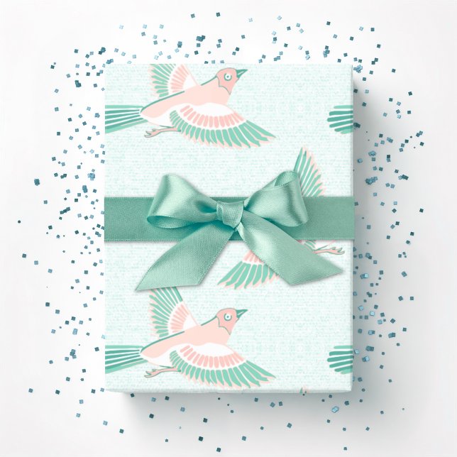 Papel De Presente Cotovia em Azul-cinzento e Flamingo (Criador carregado)