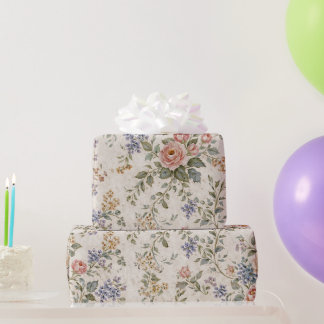 Papel De Presente Cottage Blush Blue Floral Pattern