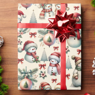 Papel De Presente Cottage Snowman Roll of