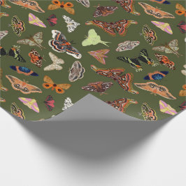 Papel De Presente Cottagecore Moth Green