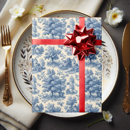 Papel De Presente Cottagecore Powder Blue French Toile Vintage Flora