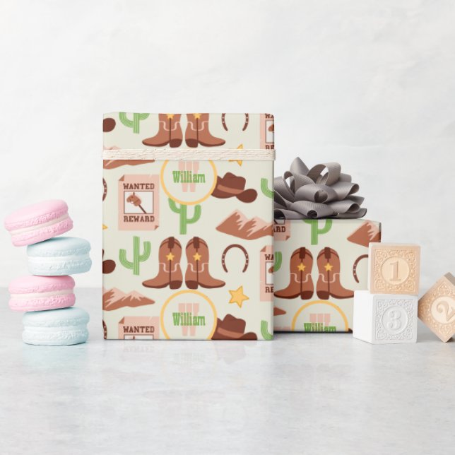 Papel De Presente Country Cowboy Boots Stick Horse Desert Western (Chá de bebê)