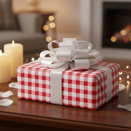 Papel De Presente Country Picnic Red & White Gingham Checked