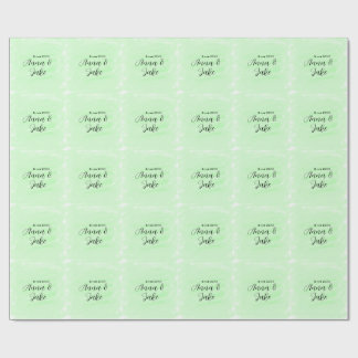 Papel De Presente Couple wedding name date green watercolor pastel l