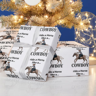 Papel De Presente Cowboy Caminha Um Cavalo Como Um Cowboy