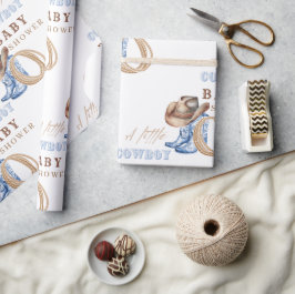 Papel De Presente Cowboy Chá de fraldas Watercolor Russo