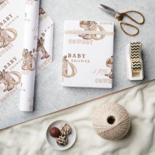 Papel De Presente Cowboy Chá de fraldas Watercolor Russo