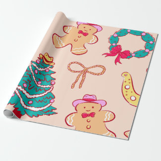 Papel De Presente Cowboy Christmas Gingerbread