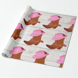 Papel De Presente Cowboy Cowgirl Rustic Pink