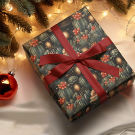 Papel De Presente Cowboy do Natal Ocidental Cactus Moody