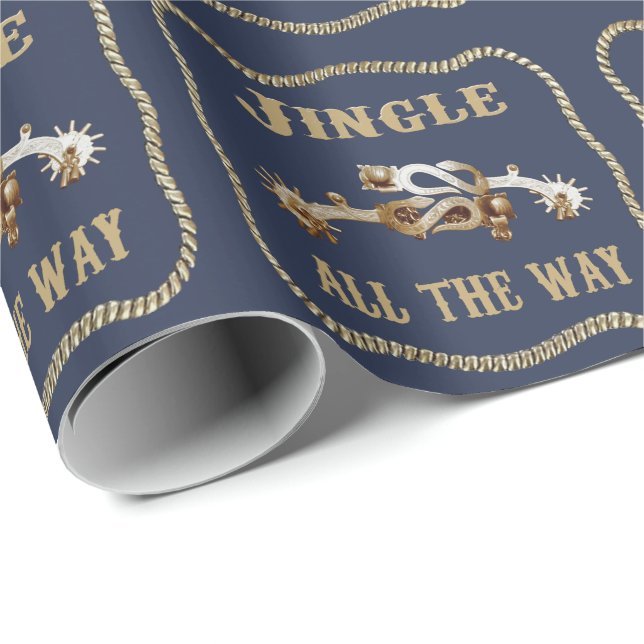 Papel De Presente Cowboy Ocidental Spurs Jingle Por Todo O Caminho (Ponta do rolo)