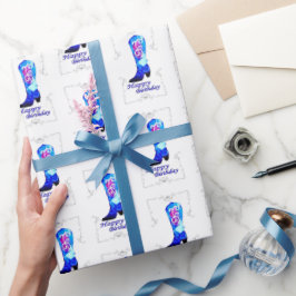 Papel De Presente Cowgirl Boot Birthday Wrappaper