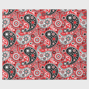 Papel De Presente Cowgirl Christmas Red Paisley Country Oeste
