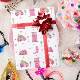 Papel De Presente Cowgirl Costeira Boots Pink RV Meia-Séc.