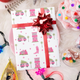 Papel De Presente Cowgirl Costeira Boots Pink RV Meia-Séc.