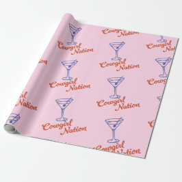 Papel De Presente Cowgirl Martini Hand-Drawn Pink Gift