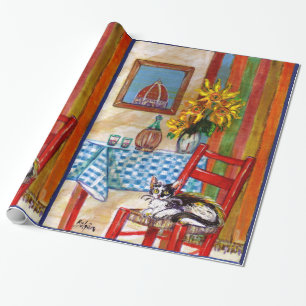 PAPEL DE PRESENTE COZINHA ITALIANA EM FLORENÇA, FLORES E GATOS