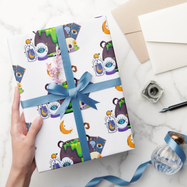 Papel De Presente Cozinhar De Witch Cauldron Sob O Luar (Presentear)