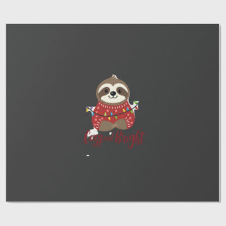 Papel De Presente Cozy And Bright Sloth Christmas Lights (1)