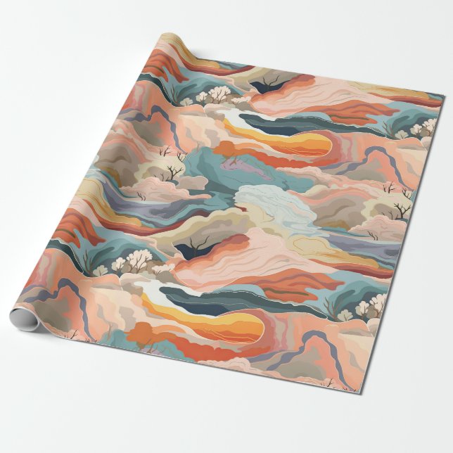 Papel De Presente Cozy Autumn Colunas Abstrato Digital Art (Desenrolado)