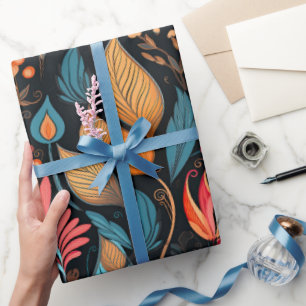 Papel De Presente Cozy Autumn Floral Impressão Digital Folk Art