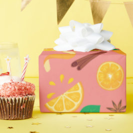 Papel De Presente Cozy Autumn Orange e Cinnamon Seamless Birday