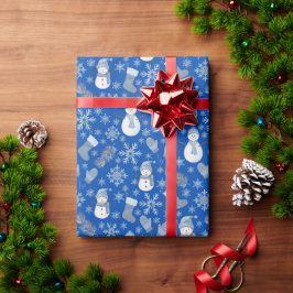 Papel De Presente Cozy Blue Winter em azul