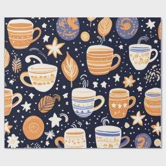 Papel De Presente Cozy Celestial Coffee Mugs & Tea Cups Repeating