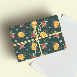 Papel De Presente Cozy Christmas Oranges Wrapping Paper