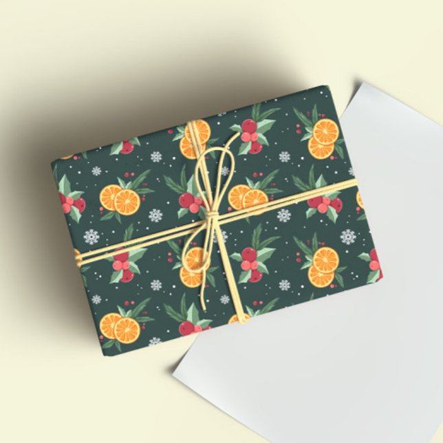 Papel De Presente Cozy Christmas Oranges Wrapping Paper (Criador carregado)