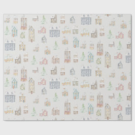 Papel De Presente Cozy Christmas Winter Homes Wrapping Paper
