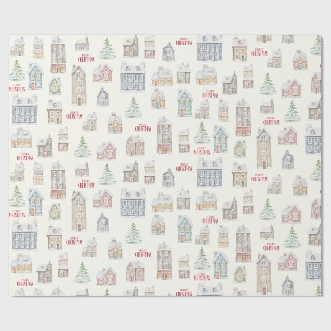 Papel De Presente Cozy Christmas Winter Homes Wrapping Paper (Aberto)
