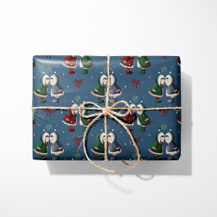 Papel De Presente Cozy Eskimo Kiss Blue Christmas