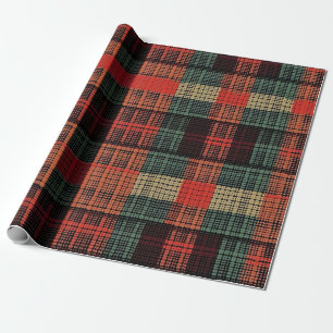 Papel De Presente Cozy Knit Patchwork - Estilo de outono do Vintage