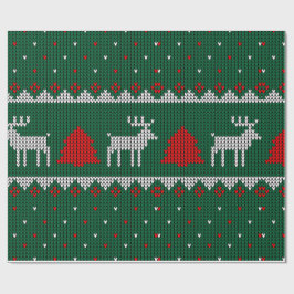 Papel De Presente Cozy Knited Reindeer Wraps de Natal