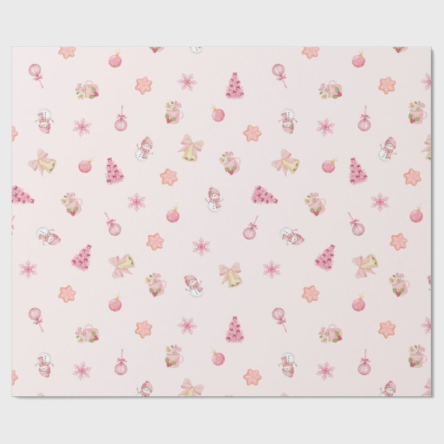 Papel De Presente Cozy Pink Christmas Pattern (Aberto)
