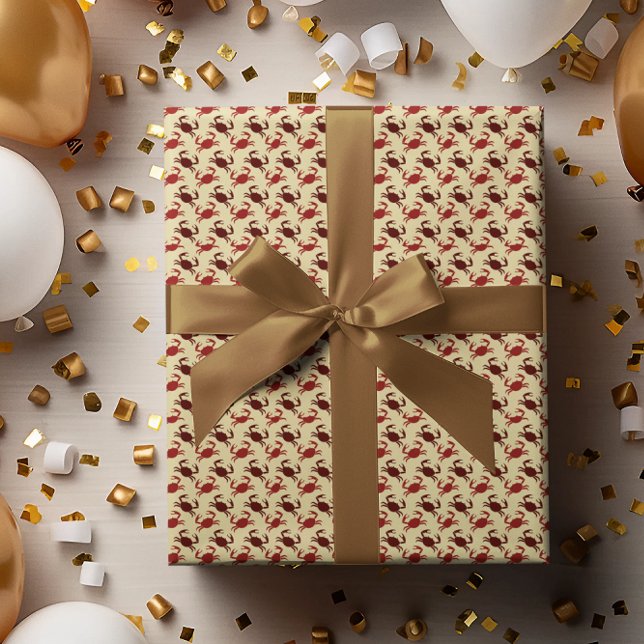 Papel De Presente Crab Crustacean Sea Patterno (Criador carregado)