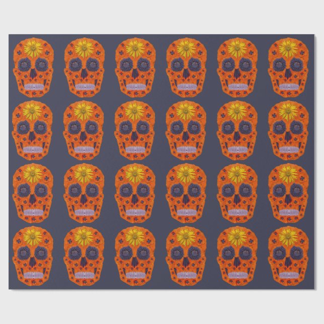 Papel De Presente Crânio 1 da flor (Aberto)