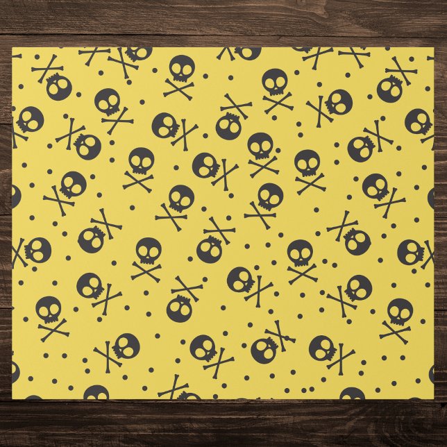 Papel De Presente Crânio Amarelo e Crossbones (Criador carregado)