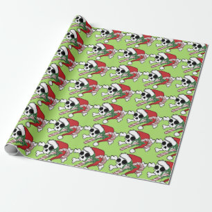 Papel De Presente Crânio bonito do papai noel