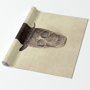 Papel De Presente Crânio Com Textura Da Sépia Da Vintagem Gótica Sup