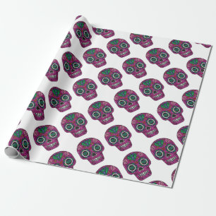 Papel De Presente crânio cor-de-rosa-brilho