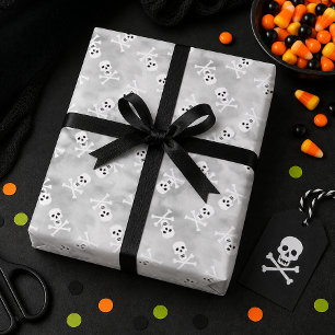 Papel De Presente Crânio de Halloween e Crossbones Boo Aniversário