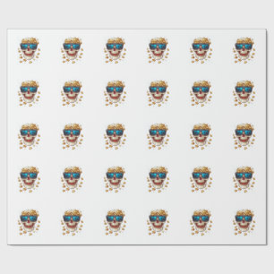 Papel De Presente Crânio de Pipoca Assustador � Esqueleto de Filme d