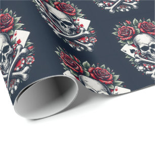 Papel De Presente Crânio de Pôquer