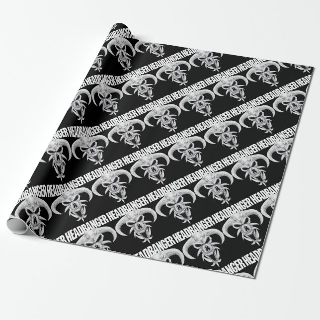 Papel De Presente Crânio do Headbanger (Desenrolado)