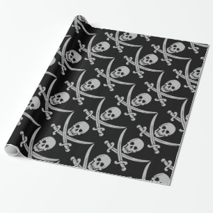 Papel De Presente Crânio e espadas do pirata