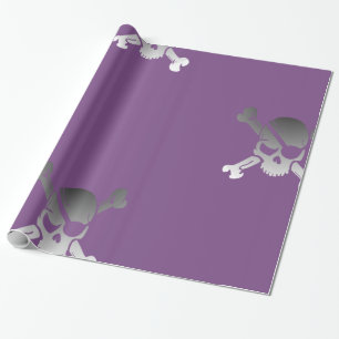 Papel De Presente Crânio Funky do pirata no roxo