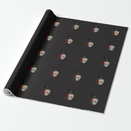 Papel De Presente Crânio gótico com cor-de-rosa e o corvo